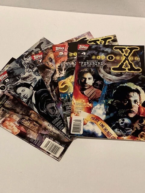 Vintage 1995 Lot of 5 Topps X-Files Comics #4, 5, 7, 8 and 10 - Nice Condition!