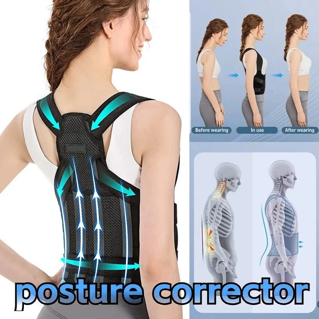 Correcteur De Posture Lombaire FUBEICHLY - Ceinture Renforcée Réglable, Gilet Dos Droit, Noir, Neuf