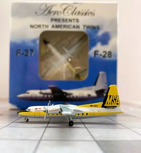 Aeroclassics AC19197 MSA Malaysia Singapore F-27 9M-AOX Diecast 1/400 Model New