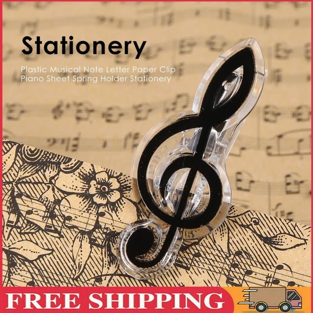 Plastic Musical Note Letter Paper Clip Piano Sheet Holder (Black)