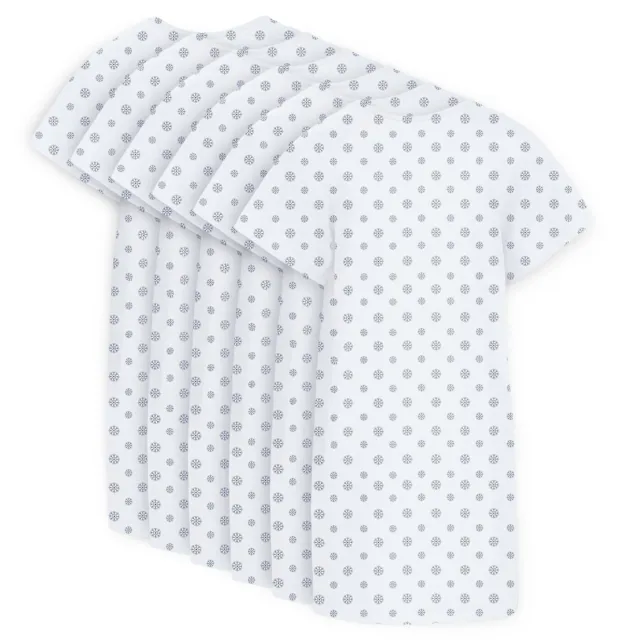 6 Pack Cotton Blend Unisex Hospital Gown Back tie 45 Long & 61 Wide Patient Care