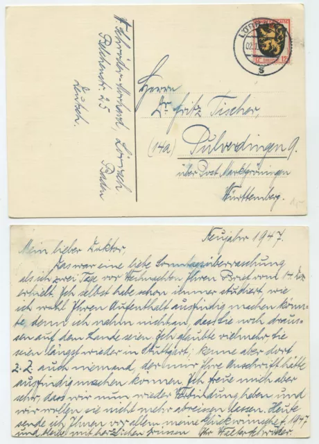 89118 - Postkarte - Lörrach 2.1.1947 nach Pulverdingen