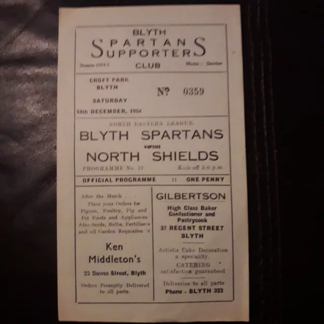 Blyth Spartans V North Shields, Northern Eastern League  1954-55