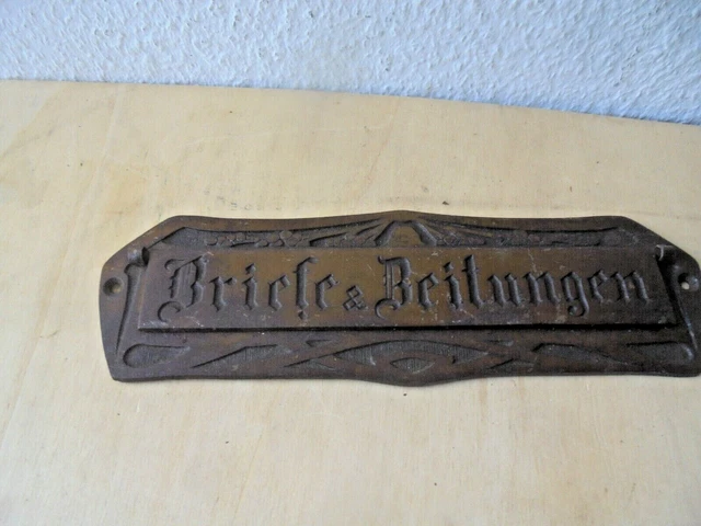 36645 Jugendstil Briefkastenklappe Briefkasten Eisen bronz 1900 inn 19,5x 2,5 cm