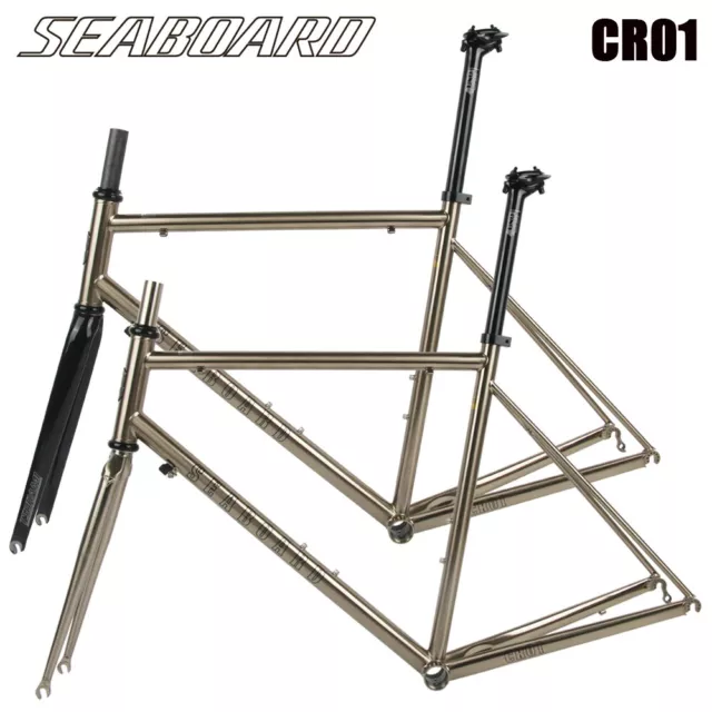 Road Bicycle Frame Chrome Molybdenum Heat Treated Steel Frame Carbon Fork Silver