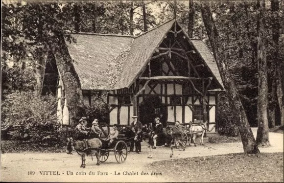 Ak Vittel Lothringen Vosges, Un coin du Parc, le Chalet des anes - 3888807