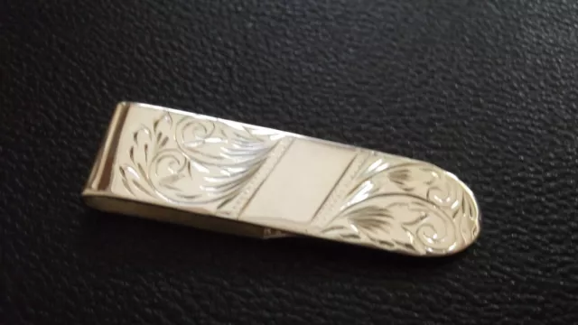 Stunning Sterling Silver money clip Patterned, British Hallmarked, , Xmas