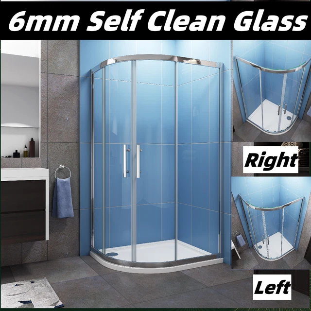 OFFSET WALKIN QUADRANT Shower Enclosure Corner Cubicle Glass Door&Tray ...
