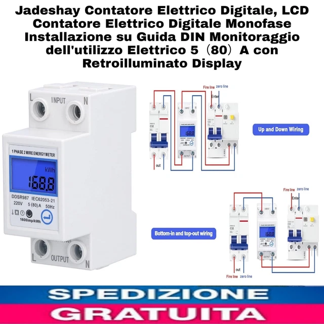 Misuratore Digitale D52-2066 / D52-2047 &ndash; Tensione, Corrente, Frequenza Con Display LCD A Colori, Montaggio Su Guida DIN