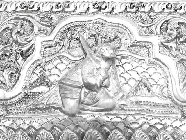 Antique Burmese Silver Box Circa 1890 13