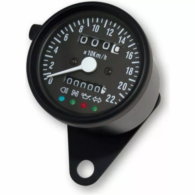 Motorrad Edelstahl-Tacho 1400 RPM Ø 60 mm Ziffernblatt schwarz blaue Beleuchtung