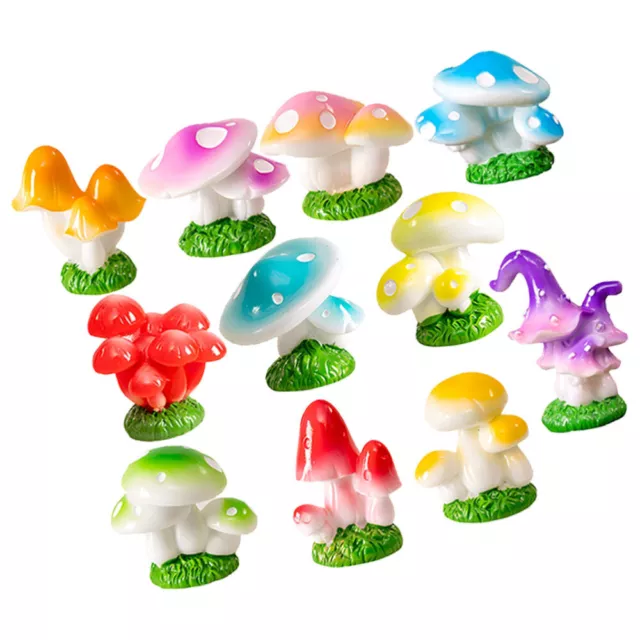 11pcs Resin Mushroom Figurines Mushroom Resin Figures Micro Landscaping