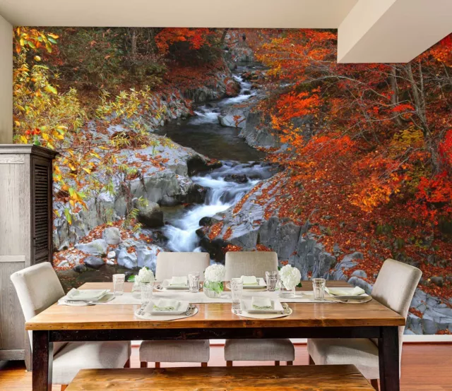 3D Autumn Forest Creek ZHUB389 Wallpaper Wall Mural Removable Self-adhesive Vera