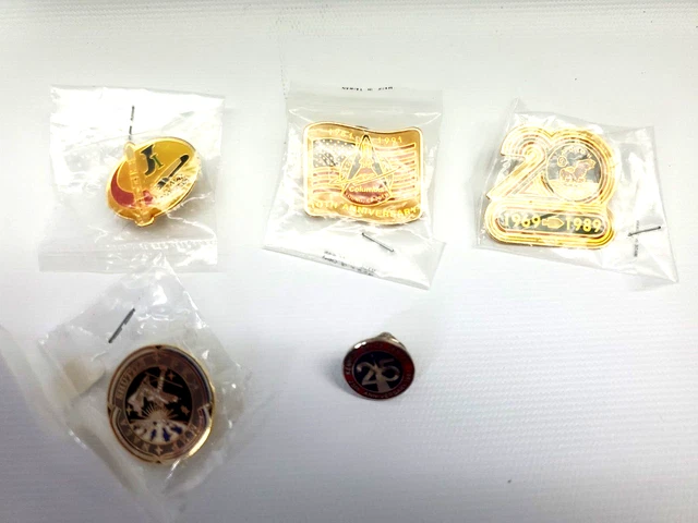 Lot of 5 Space Flight Pins Apollo 11, Columbia, NASDA, Shuttle, KSC 25th See Des