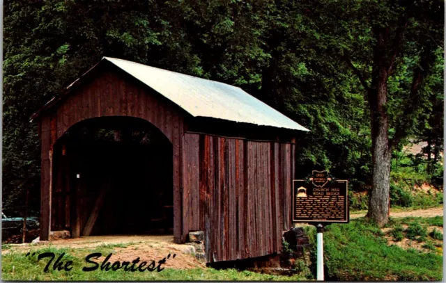 Postcard Columbiana County Ohio Churchill Road Covered Bridge Shortest In USA