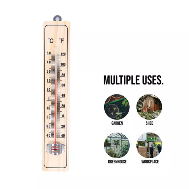 Wood Wall Hang Thermometer Indoor Outdoor Garden Breeding Temperature ControllDC