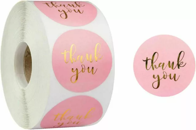 500pcs Thank You Stickers Pink Round Labels Birthday Invitations Presents Seal