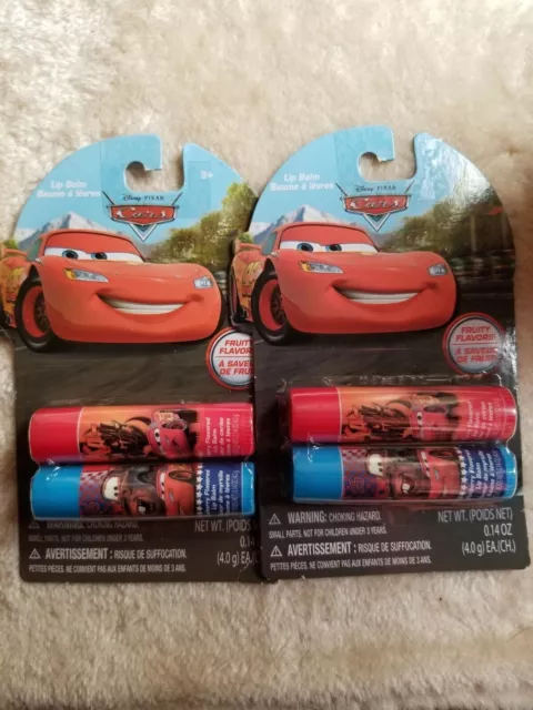 (2) Disney Pixar Cars Lip Balm, Blueberry & Cherry, 2-Pack, Brand NEW, Fruity