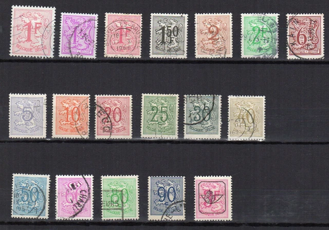 Belgique années 1950-60 chiffre lot de 18 timbres oblitérés /TE427