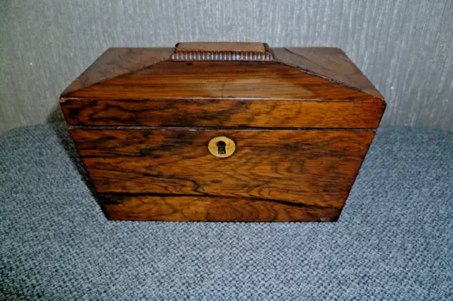 Antique Rosewood Sarcophagus Tea Caddy Double Compartment