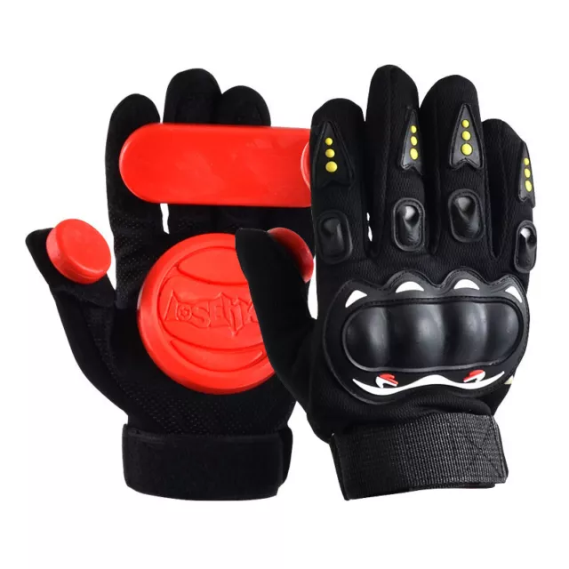 1 pair of long skateboard sliding drift protection gloves 3 POM brake pads