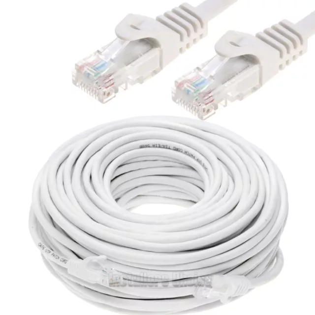 50FT RJ45 Cat5 Ethernet LAN Network Cable Cat5e PC Xbox Internet PS Router White