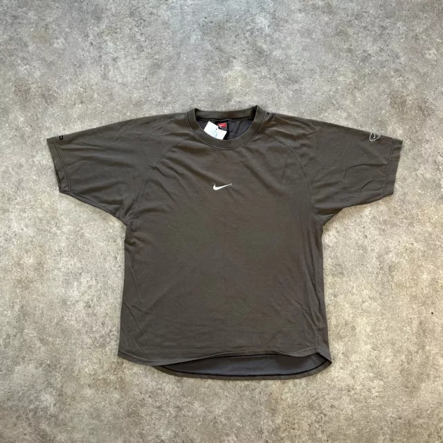 Vintage Nike Tshirt Mens Small Brown Centre Swoosh Short Sleeve 90s