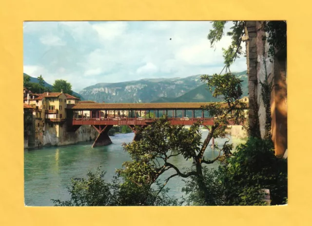 Cartolina Bassano del Grappa ponte degli Alpini sul Brenta viaggiata 1970