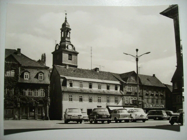 DDR FOTO POSTKARTE,BAD Blankenburg Marktplatz,IFA Trabant 601,Wartburg