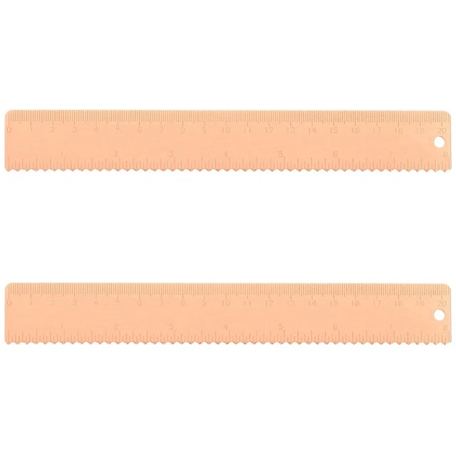 2 piezas Cobre Gobernante Portátil Estilo Retro Dibujo Líneal Bordes de Onda