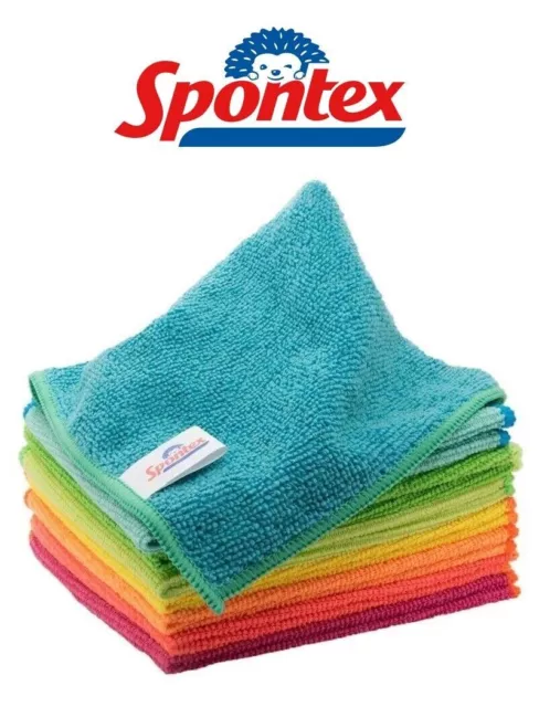 Spontex 30cm Multi Purpose Multicoloured Car Microfibre Towels / Soft Cloth