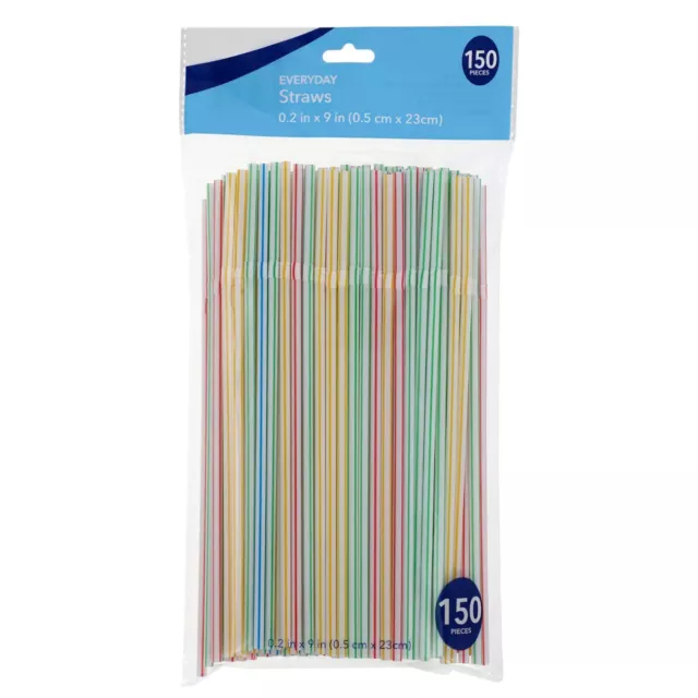 150 PARTY Drinking STRAWS Bendable Flexible Plastic Bendy Straw Assorted Color