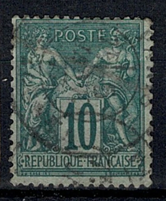 FRANCE STAMP TIMBRE YVERT N° 76 " SAGE 10c VERT TYPE II 1876 " OBLITERE TTB W601