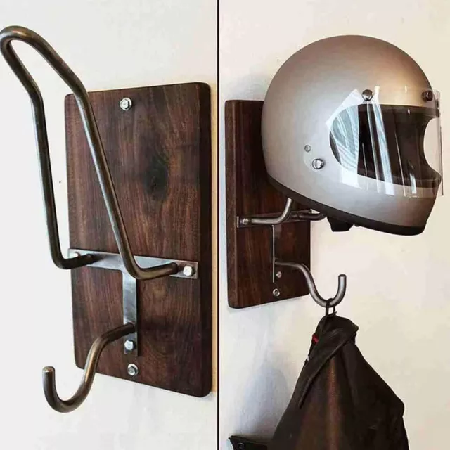 Wall Mount Helmet Holder with 2 Hooks 180 Degree Durable Living Room Accessories