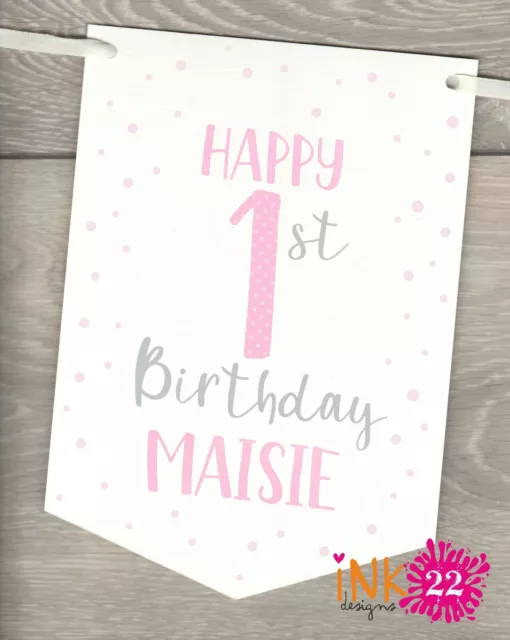 Personalised Birthday Party Decoration Banner Bunting Rose Gold, 18th 21st 30th