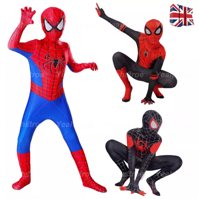 Kids SpiderMan Cosplay Costume Boys Tobey Maguire Outfit Jumpsuit Fancy Dress