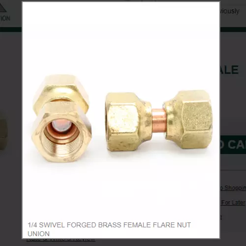 1/4 Swivel Forged Brass Female Flare Nut Union # 41Fs-4