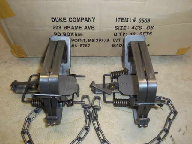 2 New Duke # 4 OFFSET 4X4 Coil Spring Traps 0503 Bobcat Coyote Lynx Trapping