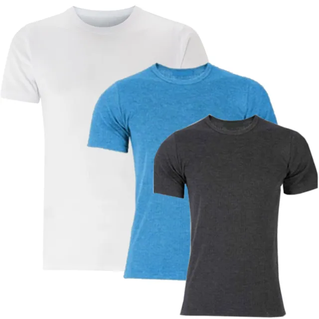 Mens Thermal Vest Short Sleeve T-Shirt Brushed Inside For Extra Warmth Warm Top