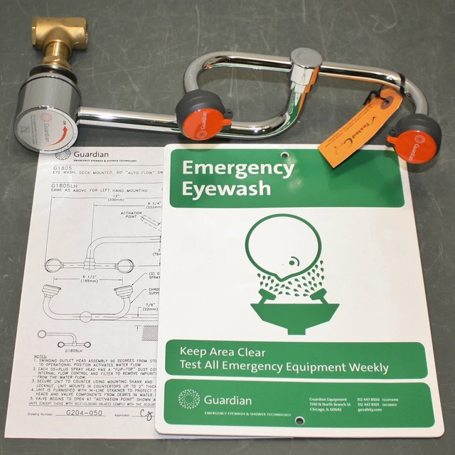 Guardian Deck Mount Emergency Eyewash G1805, Right Side / Swing Left, Fixture