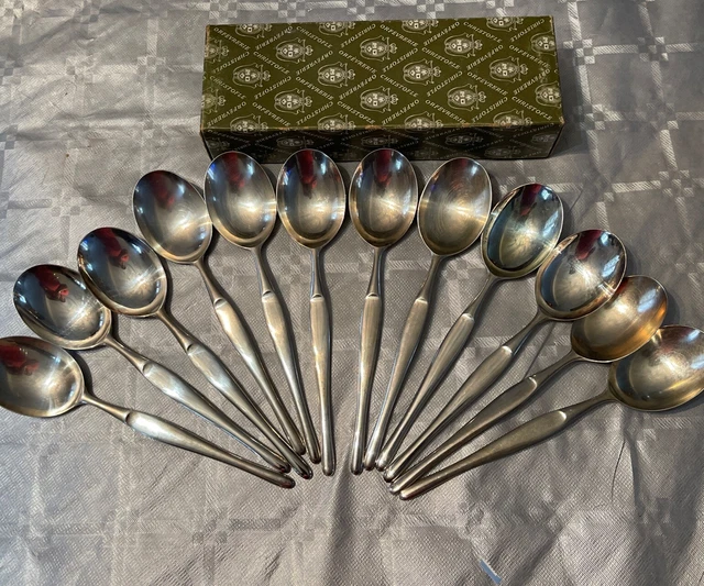 christofle Orly design Lino Sabattini 12 cuillères de table métal argenté