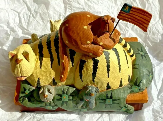 Williraye Studio "Patriotic Cats" #WW1318 ~ Folk Art ~ Figurine ~ Damaged Tail