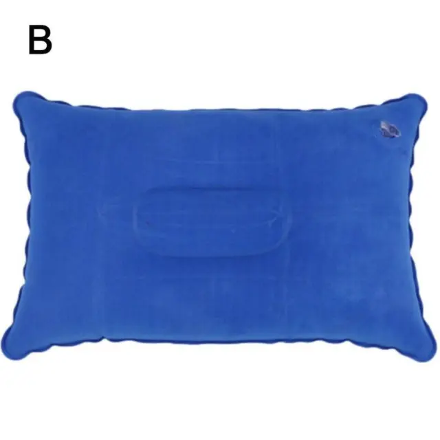 Royal Blue Inflatable Camping Pillow Blow Up Festival Outdoors Cushion Travel W5