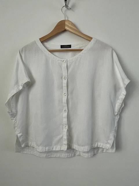 Stylish Lagenlook Arty Layering Linen Top By Elemente Clemente (OSKA) size 3 / L