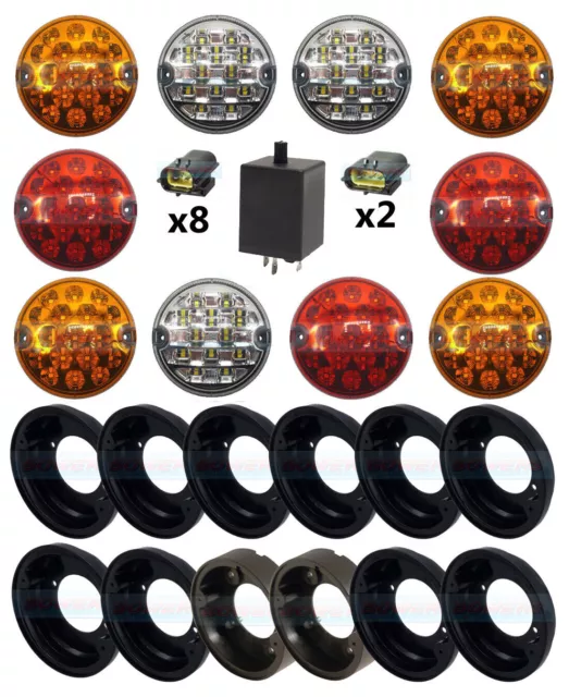 LAND ROVER DEFENDER NAS 10 FRONT & REAR 95mm COLOURED LED LAMP LIGHT UPGRADE KIT