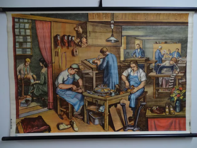 N9205 Lehrtafel - Schultafel - Schuhmacher - Wandkarte - Schuhe - Leder