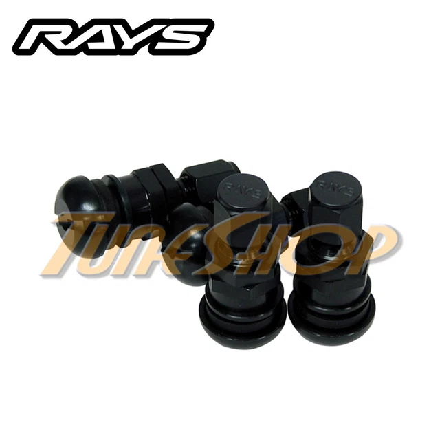4 RAYS VOLK Racing Black Aluminum Valve Stem Caps Wheel Rim