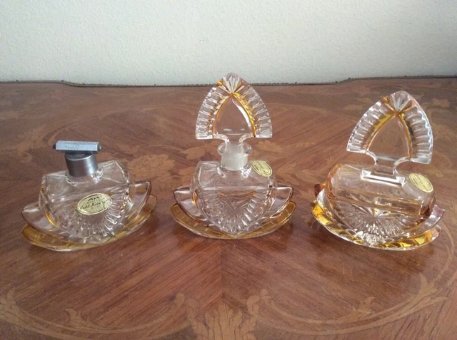 Perfume Bottles Vintage German Crystal Perfume Vanity Set Marked