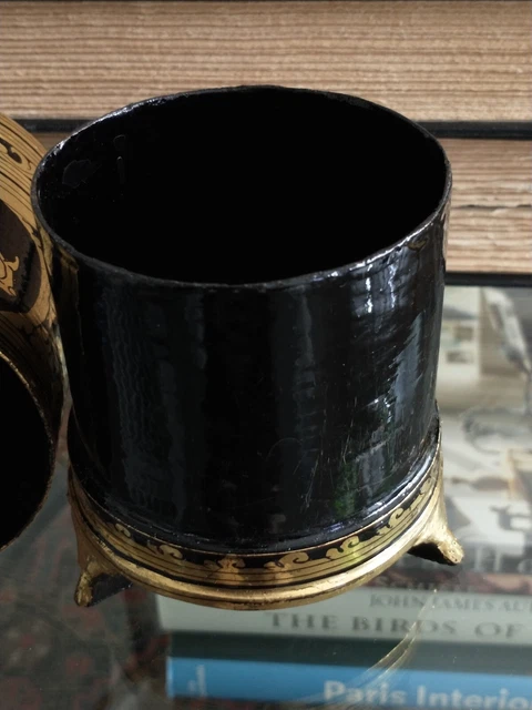 Antique Burmese Black & Gold Lacquer Betel Nut Cigarette Box Vtg Myanmar Shwezar 12