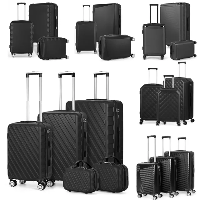 Black 3 Pieces Luggage Set Hardshell Carry-on Trolley Suitcase Spinner TSA Lock